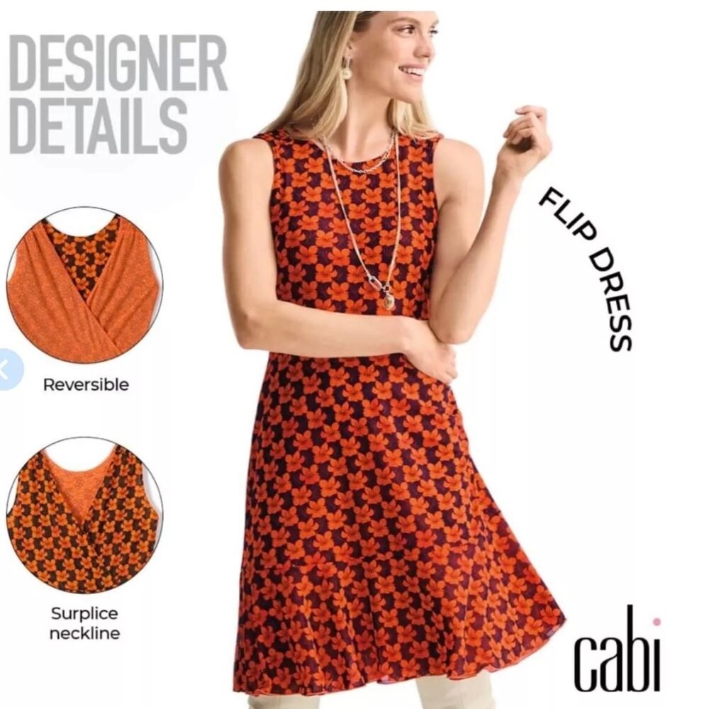 NWOT CAbi playday Flip Dress dotted bouquet #6370 size small
